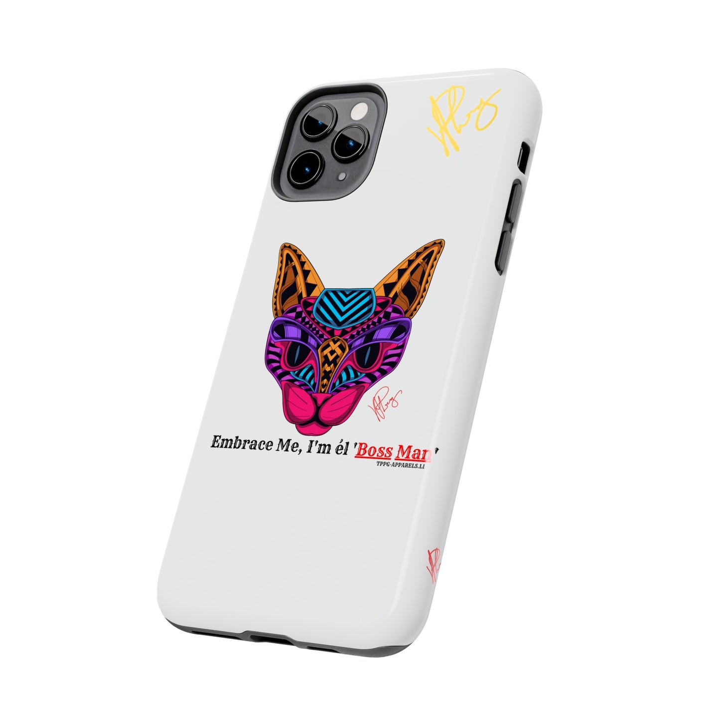 Cat Custom Designs Phone Cases - iPhone/Samsung Galaxy & Google Pixel (Multi-Colored White)