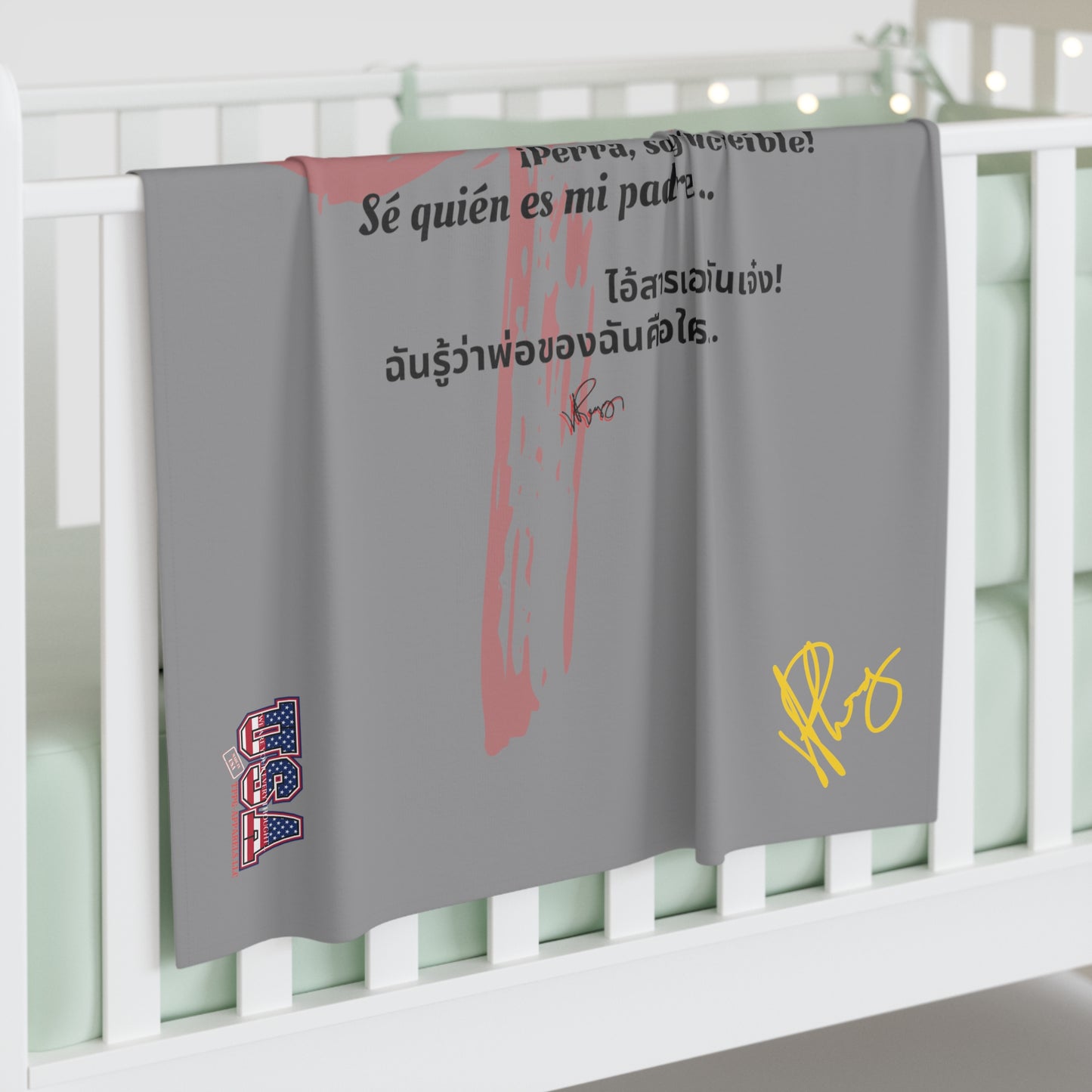 (Gray USA Cross Signature) 30"x40" Infant/Baby Jersey Swaddle Blanket by: "TPPG Infant/Toddler" Collections