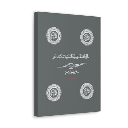 From our "TPPG Brand Arabic Faith Collection" - "Meaning:God Bless You.." Canvas Gallery Wraps in Grey/White