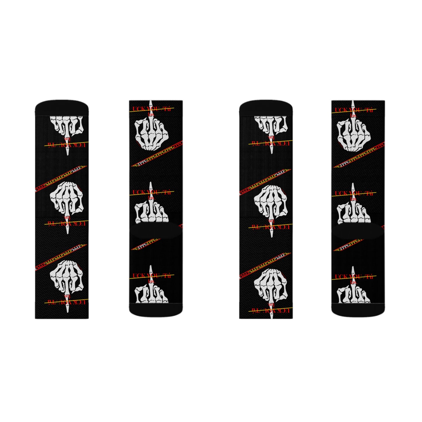 High Quality Cushioned 'TPPG Brand' Black Finger-Up "UCK YOU TÚ" Style Socks