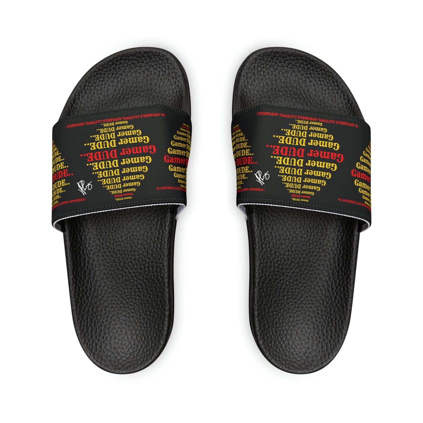 Our "TPPG Brand" Black Soles "Gamer" Printed Men/Women's & Children Slide Sandals