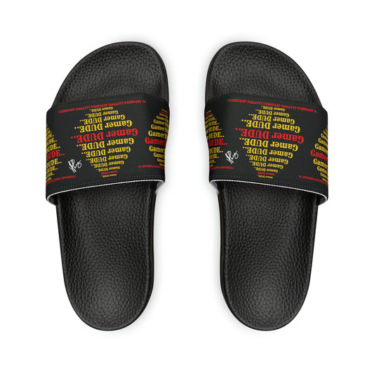 Our "TPPG Brand" Black Soles "Gamer" Printed Men/Women's & Children Slide Sandals