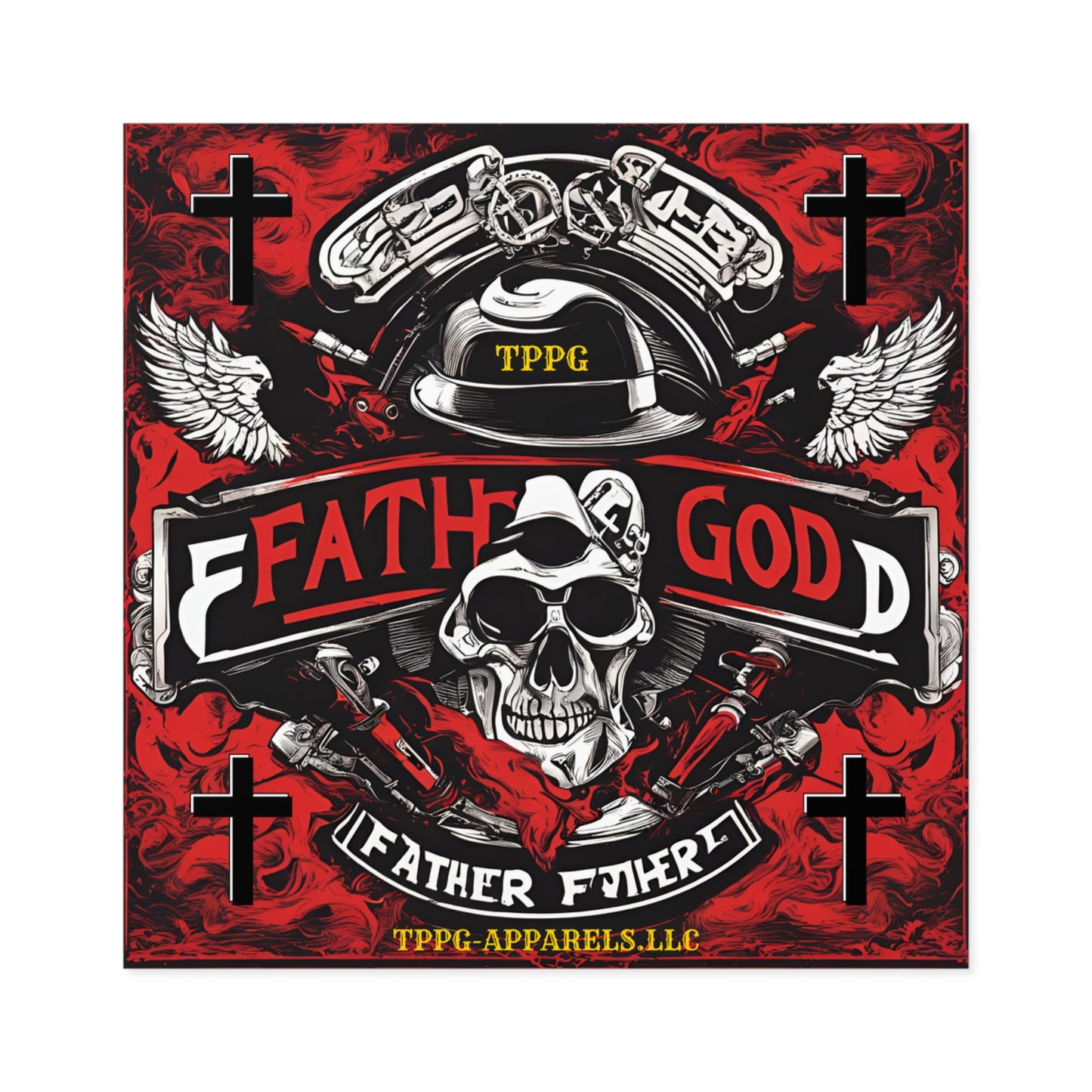 Square "Father God-Biker/Motorcycle" Stickers (Indoor\Outdoor)