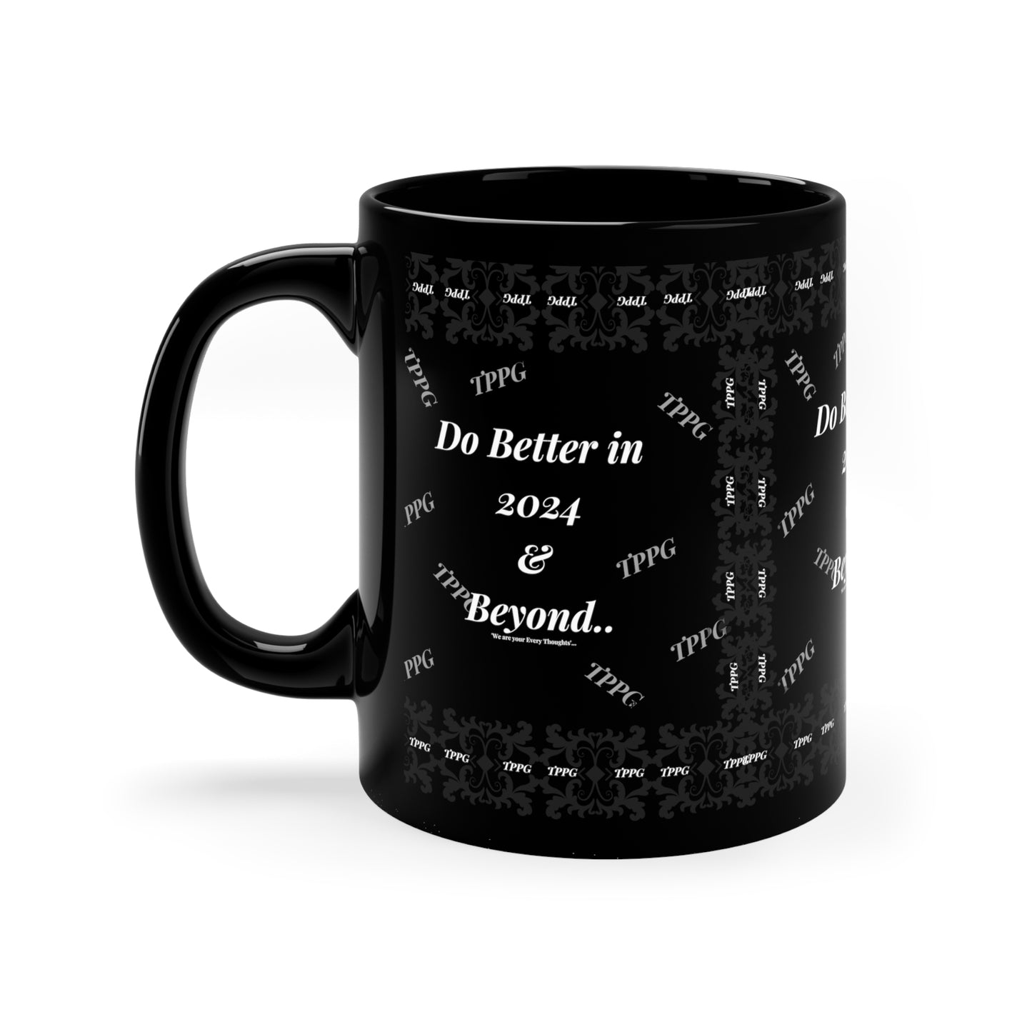 11oz Black "TPPG Brand" Glossy Finish Coffee/Tea Mug - from the 'TPPG-Apparels' Brand Collection