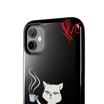 Another Cute "Coffee Cat" Pet Design (in a Simple but Bold Black & White Base Color) Verision from the 'TPPG Collection' Line carries Several sizes of the "iPhone Series" Tough Phone Cases