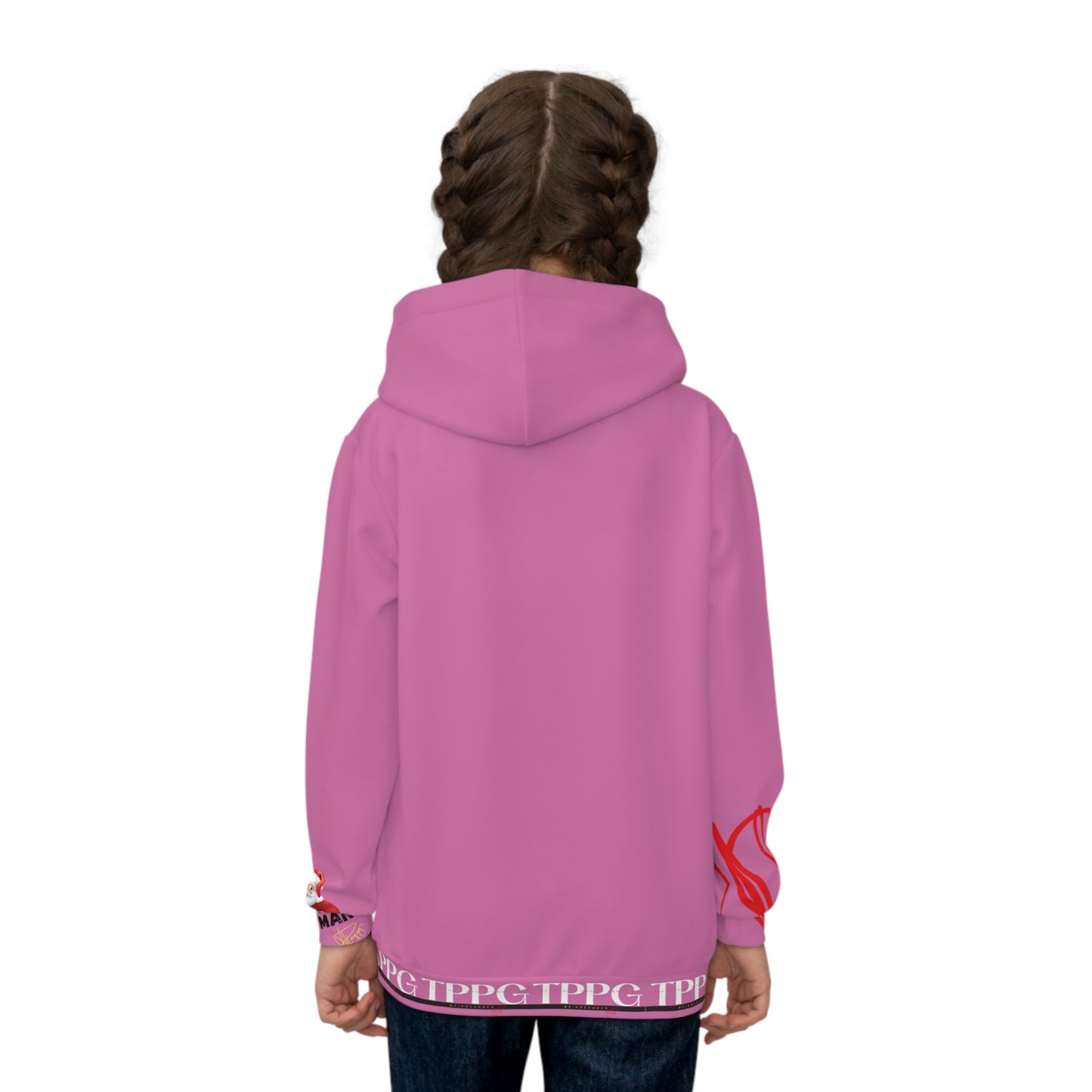 Children's "Santa Holiday-Boss Man" (Lt. Pink) "TPPG Logo" Hoodie in 6 sizes