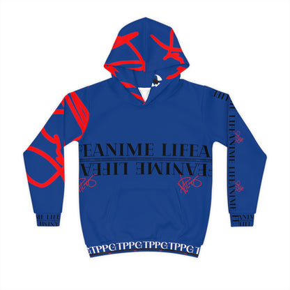 Children's (Dk. Blu) "TPPG Anime Life & Logo" Hoodie in 6 sizes