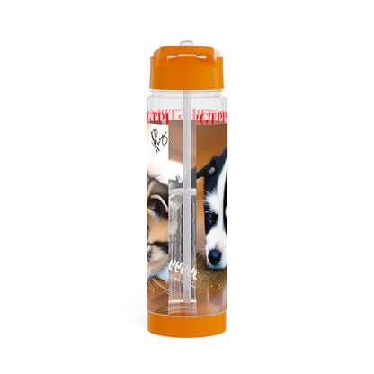 This cute clear 25oz 'We're Sorryyyyyy' Pet Design.. INFUSER Water Bottle by the "TPPG-Apparels Brand" Pet Collection