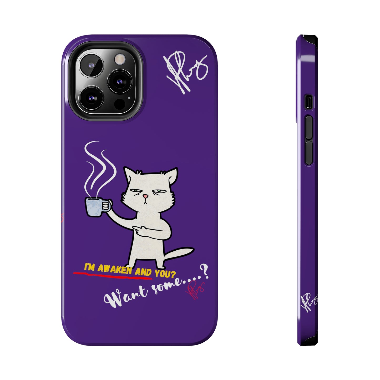 Lovely Bold Purple - Cutie "Coffee Cat" Pet Design Verision from the 'TPPG Collection' Line carries Several sizes of the "iPhone Series" Tough Phone Cases