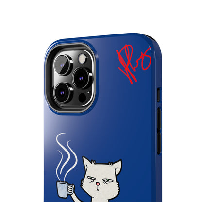 Another Cute "Coffee Cat" Pet Design (in a Simple but Kool Bold Blue & White Base Color) Verision from the 'TPPG Collection' Line carries Several sizes of the "iPhone Series" Tough Phone Cases