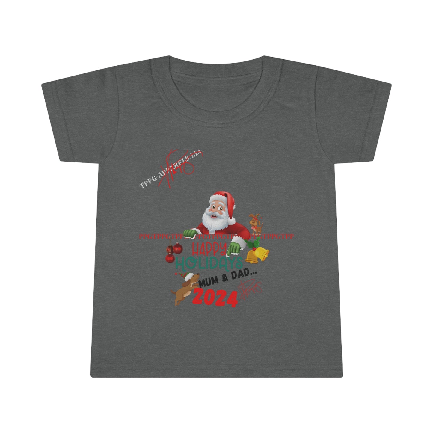 Mum & Dad Happy Holiday 'Gildan' (Double-Stitched & Tear-Away Label) Soft & Colorful Toddler T-shirt By:"TPPG-Apparels" Infant/Toddler Holiday Collections