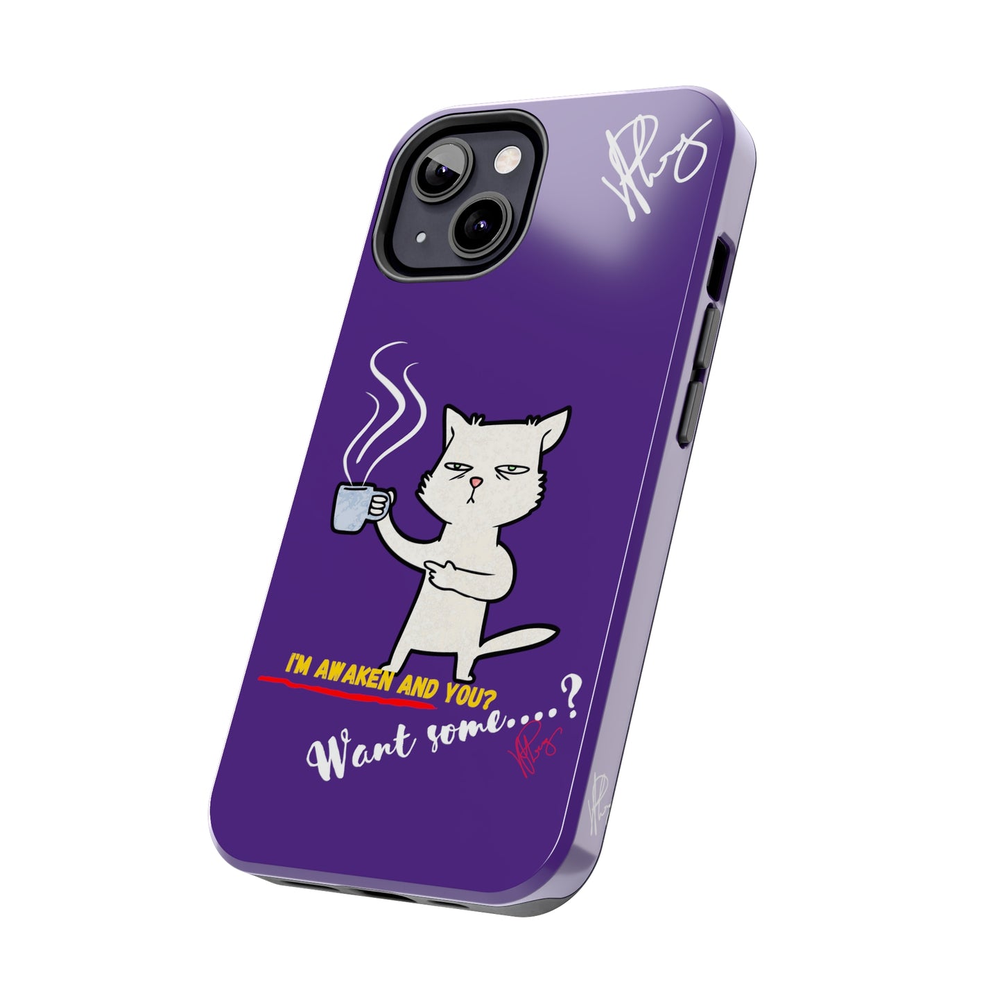 Lovely Bold Purple - Cutie "Coffee Cat" Pet Design Verision from the 'TPPG Collection' Line carries Several sizes of the "iPhone Series" Tough Phone Cases