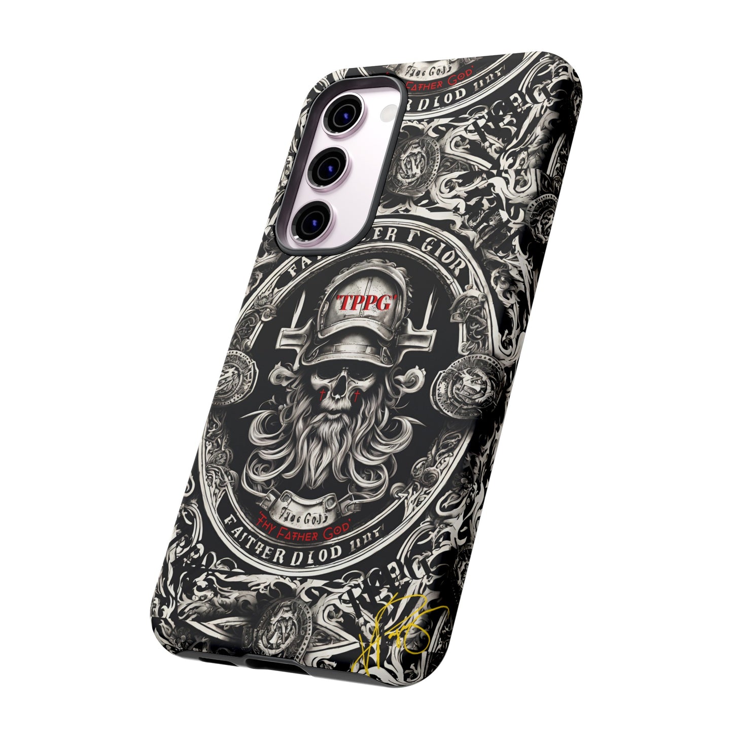 "Father God" iPhone/Google Pixel & Samsung Tough Phone Case (Black/Red & Grey)