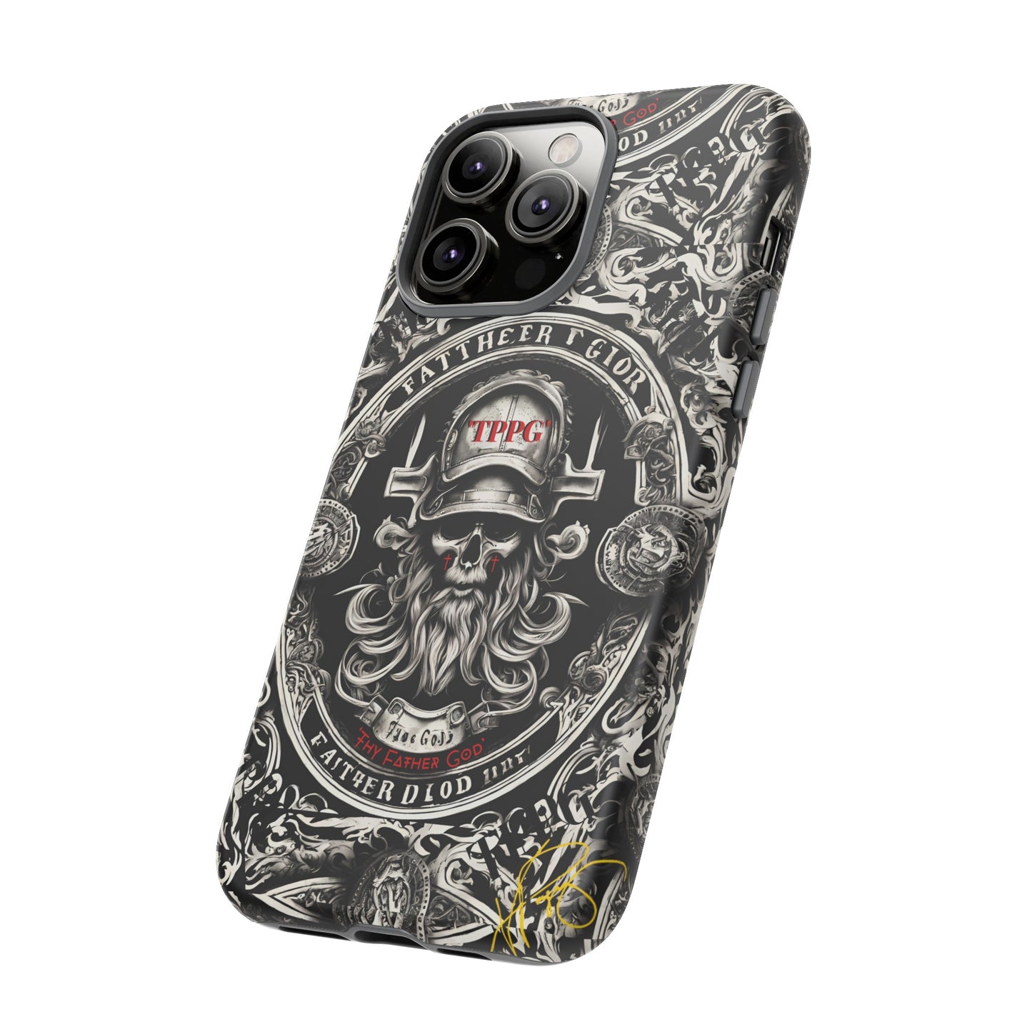 "Father God" iPhone/Google Pixel & Samsung Tough Phone Case (Black/Red & Grey)