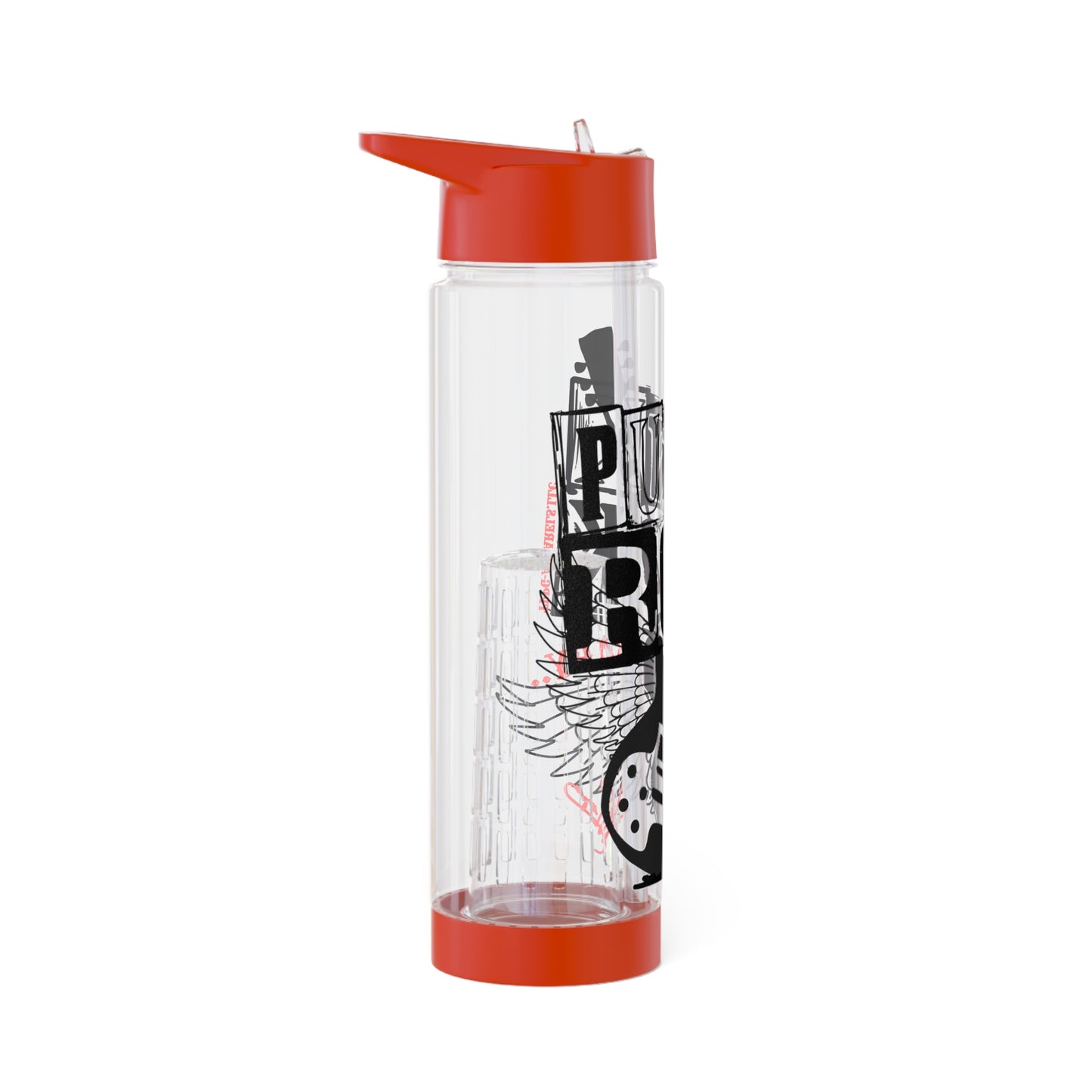 Clear 25oz 'Punk Rock' Print Style INFUSER Water Bottle by the "TPPG-Apparels" ('Punk Rock Print') Collection