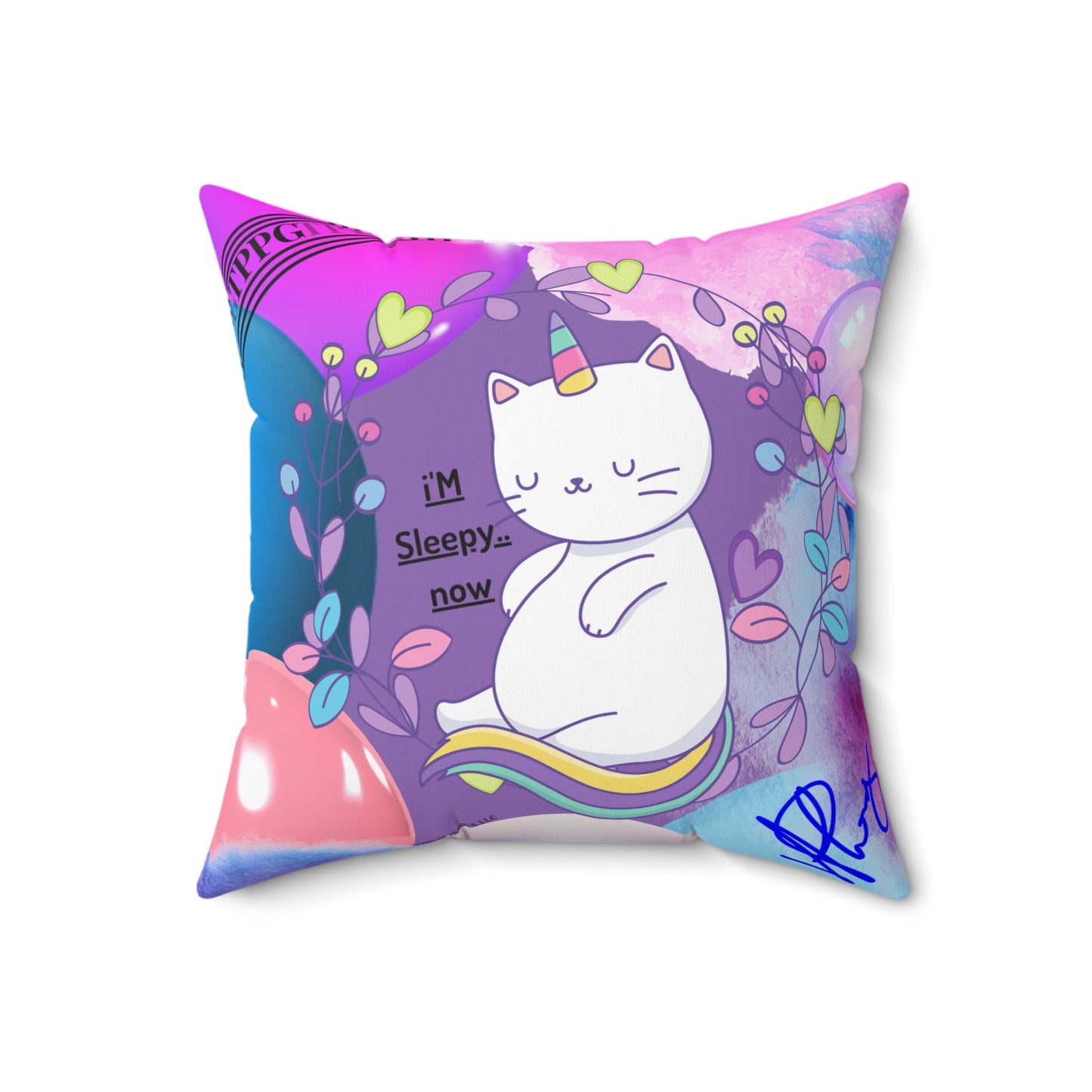 (Children) Spun Polyester ('1 side') Square Pillow (4 sizes-Lt. Purple Bgd) - By: "TPPG KIds Collection"