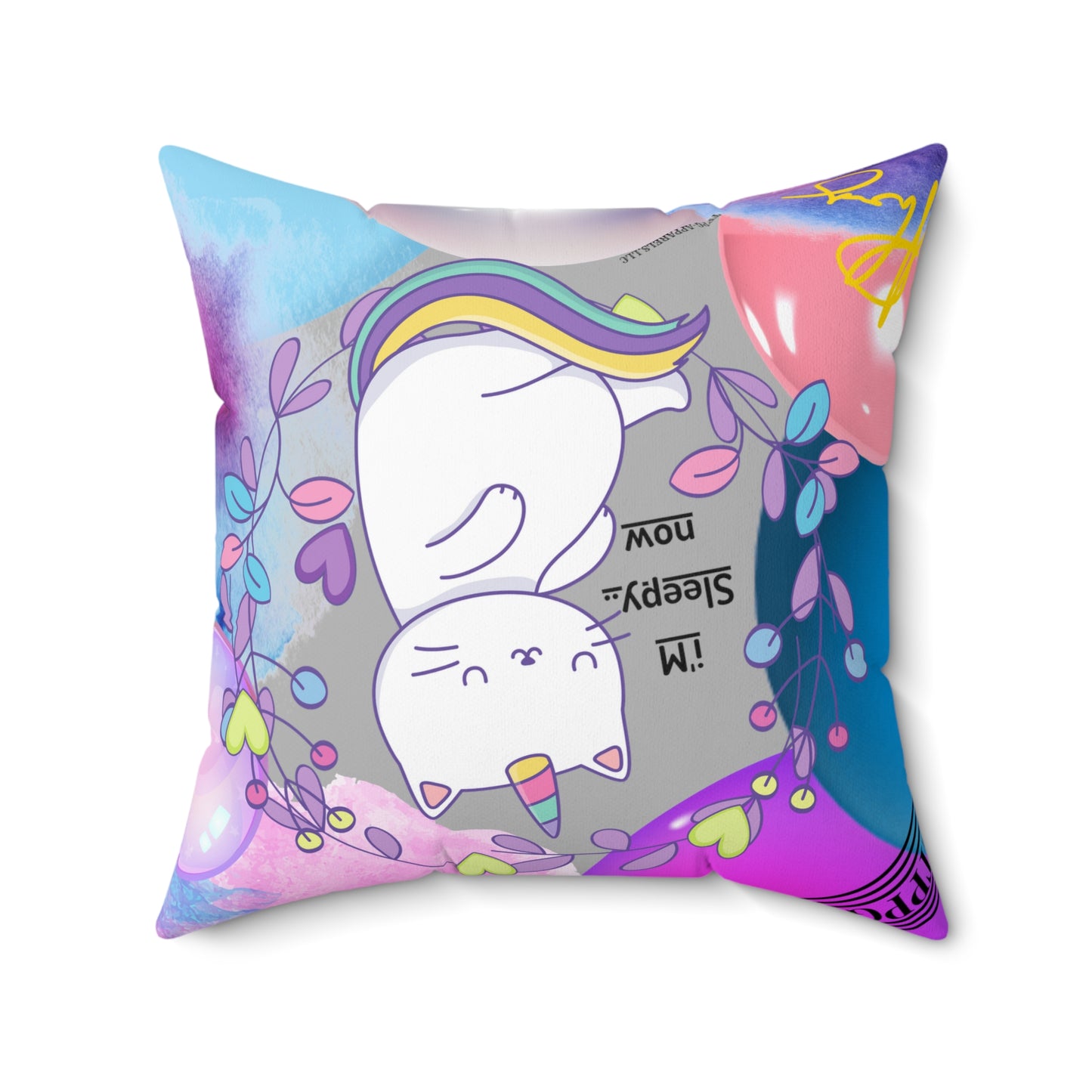 (Toddler/Kid) Spun Polyester Square Pillow (4 sizes-Lt. Grey Bgd) - By: "TPPG KIds Collection"