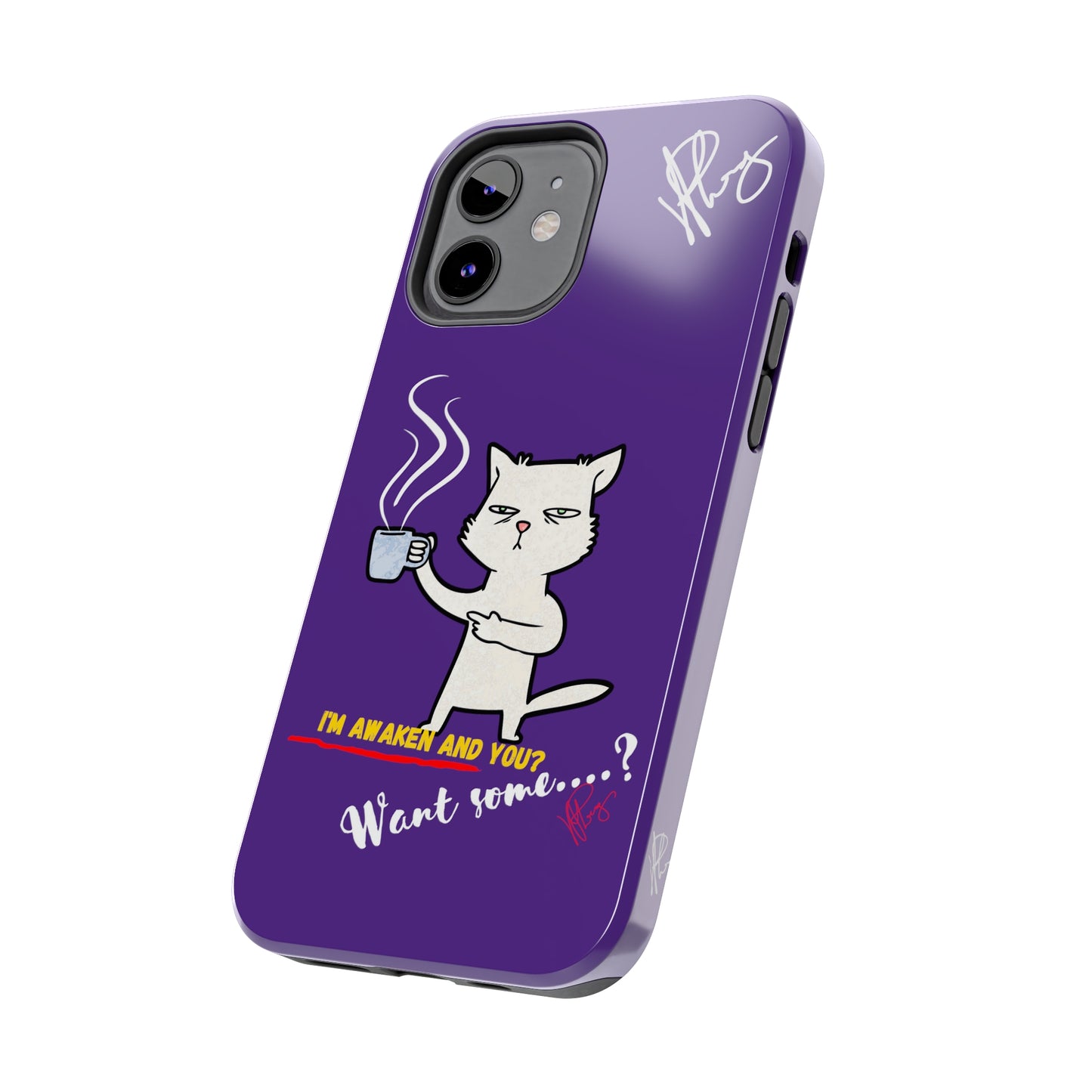 Lovely Bold Purple - Cutie "Coffee Cat" Pet Design Verision from the 'TPPG Collection' Line carries Several sizes of the "iPhone Series" Tough Phone Cases