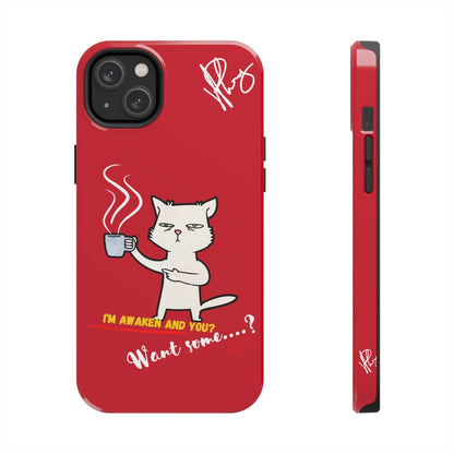 This Lovely Bold Red - Cutie "Coffee Cat" Pet Design Verision from the 'TPPG Collection' Line carries Several sizes of the "iPhone Series" Tough Phone Cases