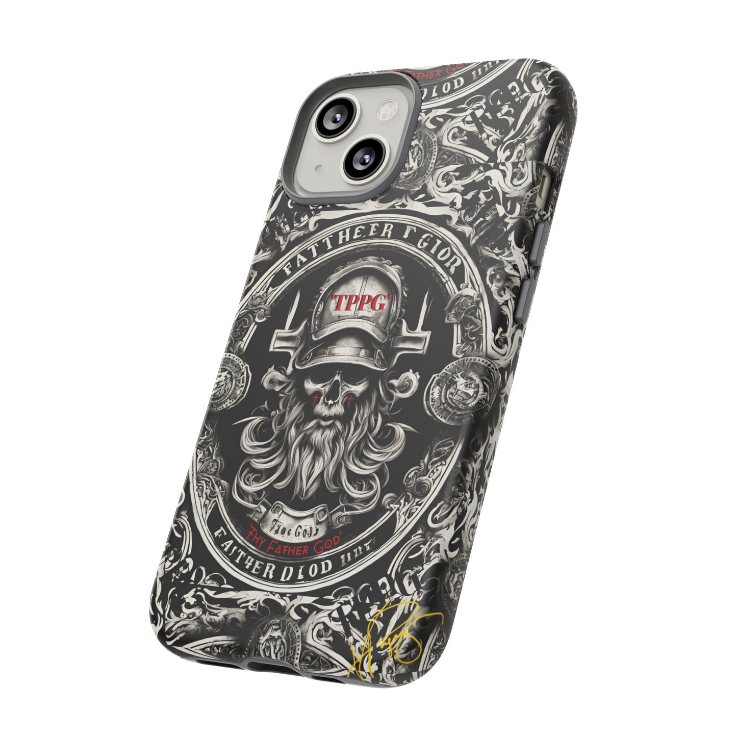 "Father God" iPhone/Google Pixel & Samsung Tough Phone Case (Black/Red & Grey)