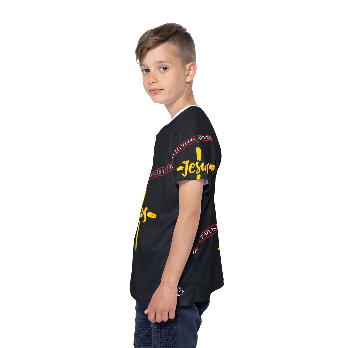 Kids (Black) 'Jesus/Faith' Sports Jersey/T-Shirt