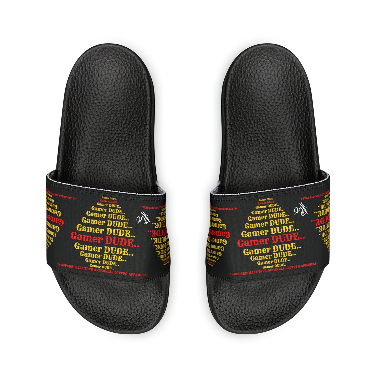 Our "TPPG Brand" Black Soles "Gamer" Printed Men/Women's & Children Slide Sandals