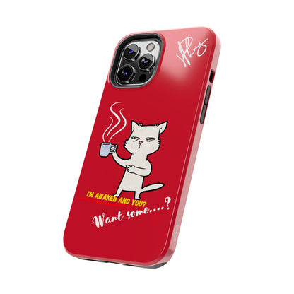 This Lovely Bold Red - Cutie "Coffee Cat" Pet Design Verision from the 'TPPG Collection' Line carries Several sizes of the "iPhone Series" Tough Phone Cases