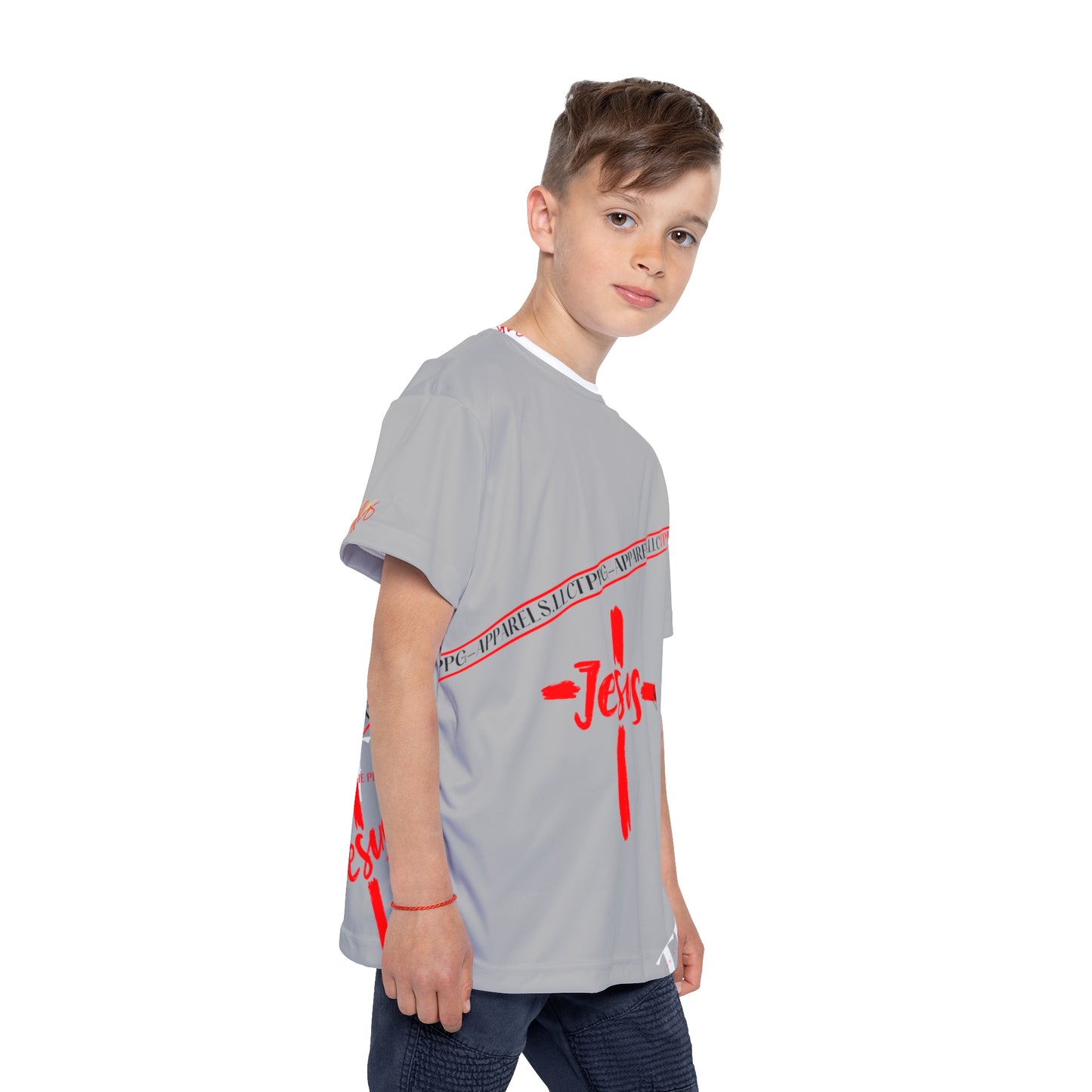 Kids Sport "Jesus Cross" Grey Jersey/Tee-By:"TPPG" Juniors/Kids Collections