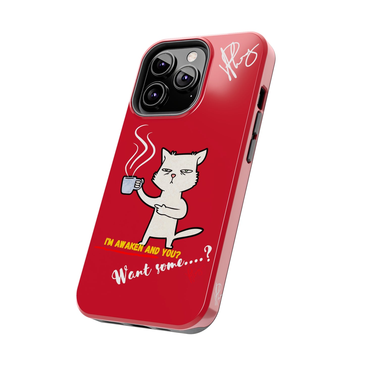 This Lovely Bold Red - Cutie "Coffee Cat" Pet Design Verision from the 'TPPG Collection' Line carries Several sizes of the "iPhone Series" Tough Phone Cases