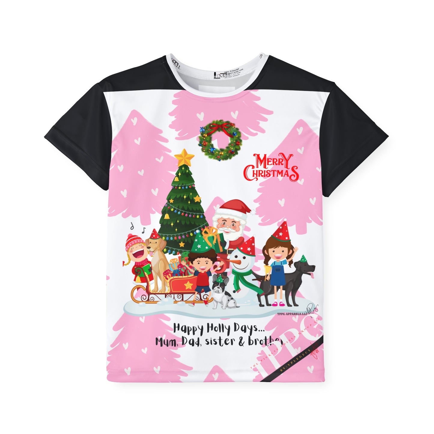 Kids (Black 'shoulder' Base) 'Holiday/Christmas' Sports Jersey/Tee - By:"TPPG-Apparel" Juniors Collections