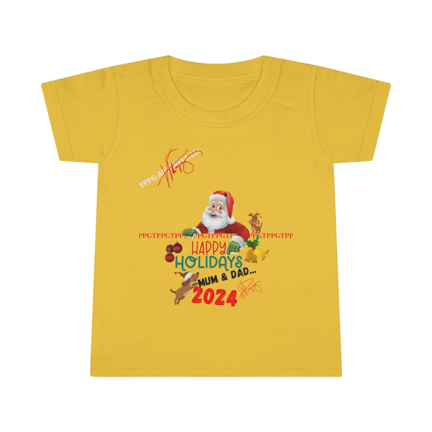 Mum & Dad Happy Holiday 'Gildan' (Double-Stitched & Tear-Away Label) Soft & Colorful Toddler T-shirt By:"TPPG-Apparels" Infant/Toddler Holiday Collections