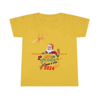 Mum & Dad Happy Holiday 'Gildan' (Double-Stitched & Tear-Away Label) Soft & Colorful Toddler T-shirt By:"TPPG-Apparels" Infant/Toddler Holiday Collections