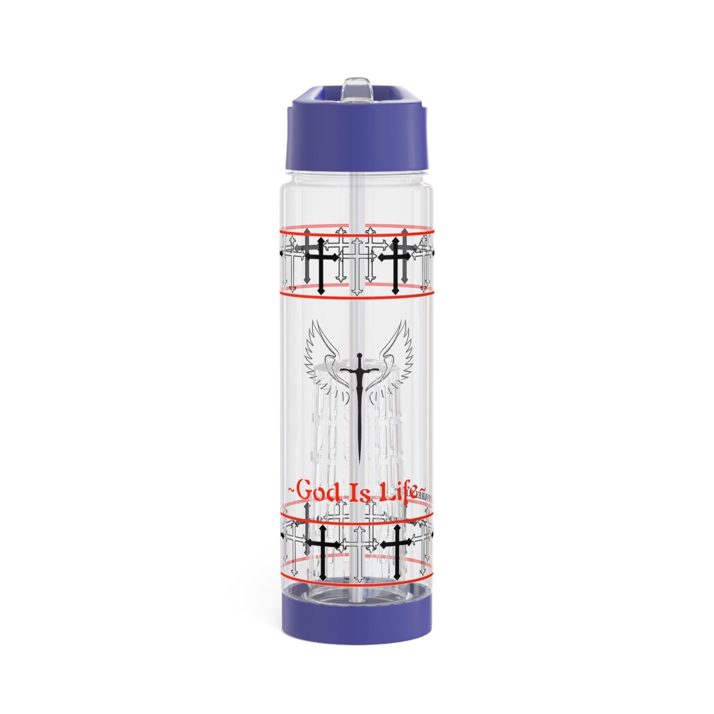 Clear 25oz Sleek 'God Is Life' Print Style INFUSER Water Bottle by the "TPPG-Apparels" (Faith Lovers) Collection