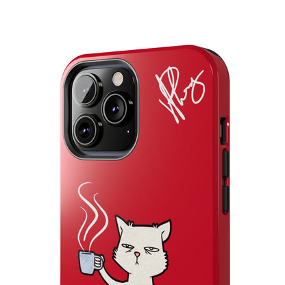 This Lovely Bold Red - Cutie "Coffee Cat" Pet Design Verision from the 'TPPG Collection' Line carries Several sizes of the "iPhone Series" Tough Phone Cases