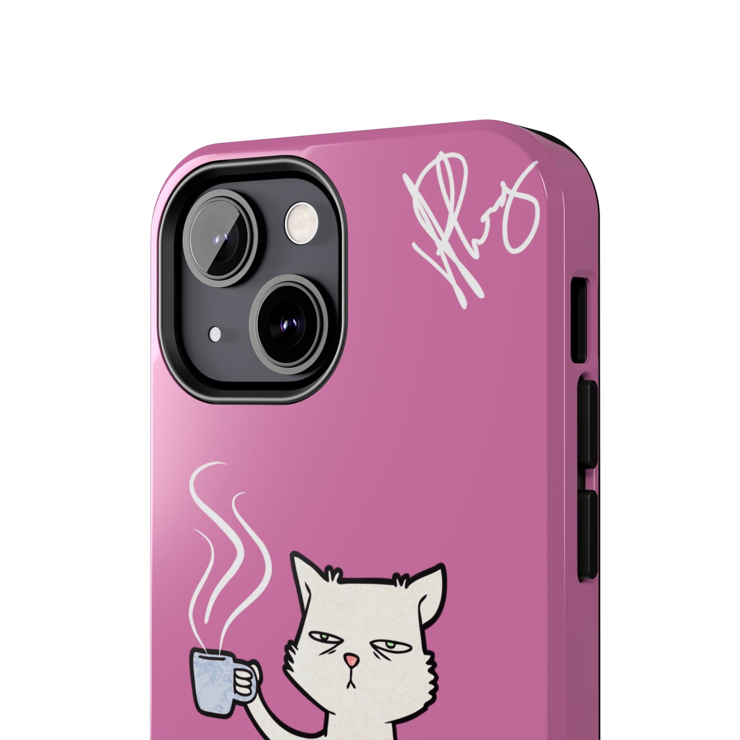 Cutie "Coffee Cat" Pet Design (in a Simple but Kool Tone Pink Base Color) Verision from the 'TPPG Collection' Line carries Several sizes of the "iPhone Series" Tough Phone Cases