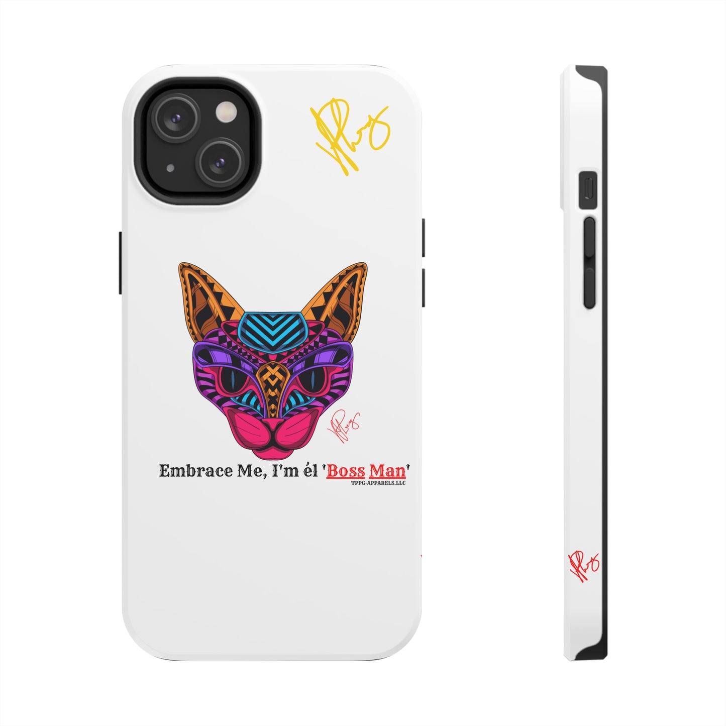 Cat Custom Designs Phone Cases - iPhone/Samsung Galaxy & Google Pixel (Multi-Colored White)