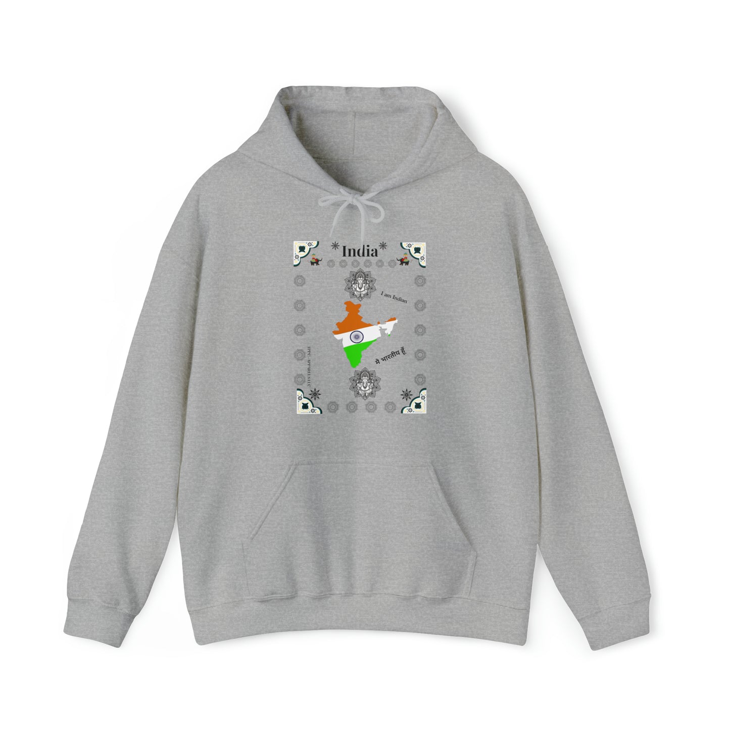 "India" Style Design Print Unisex Heavy Blend™ Hooded Sweatshirt - 6 sizes & 5 colors to choose from