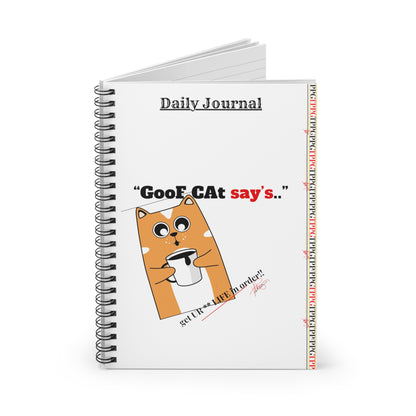 Spiral "Goof CAt" Notebook Ruled Line