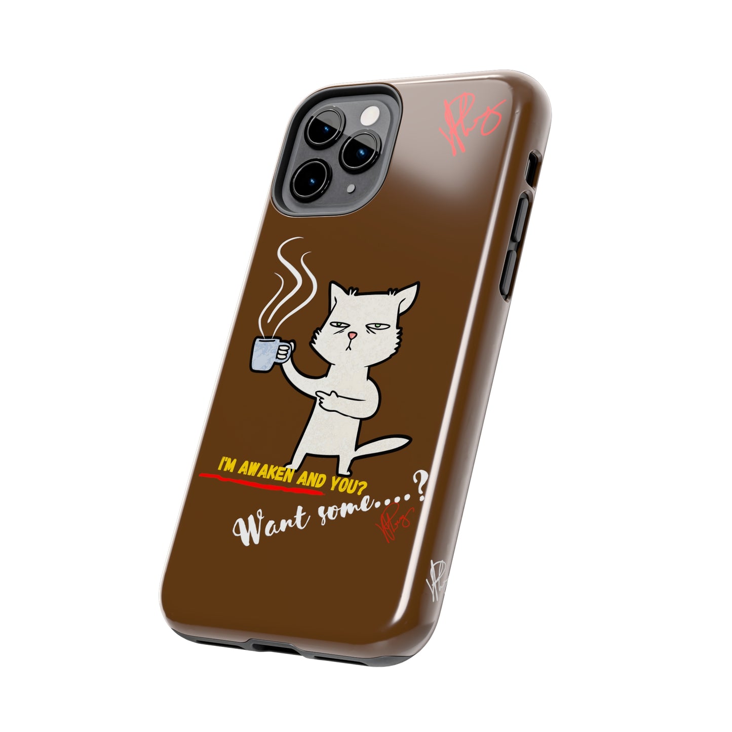 This Lovely Brown Coffee Color Tone - Cutie "Coffee Cat" Pet Design Verision from the 'TPPG Collection' Line carries Several sizes of the "iPhone Series" Tough Phone Cases