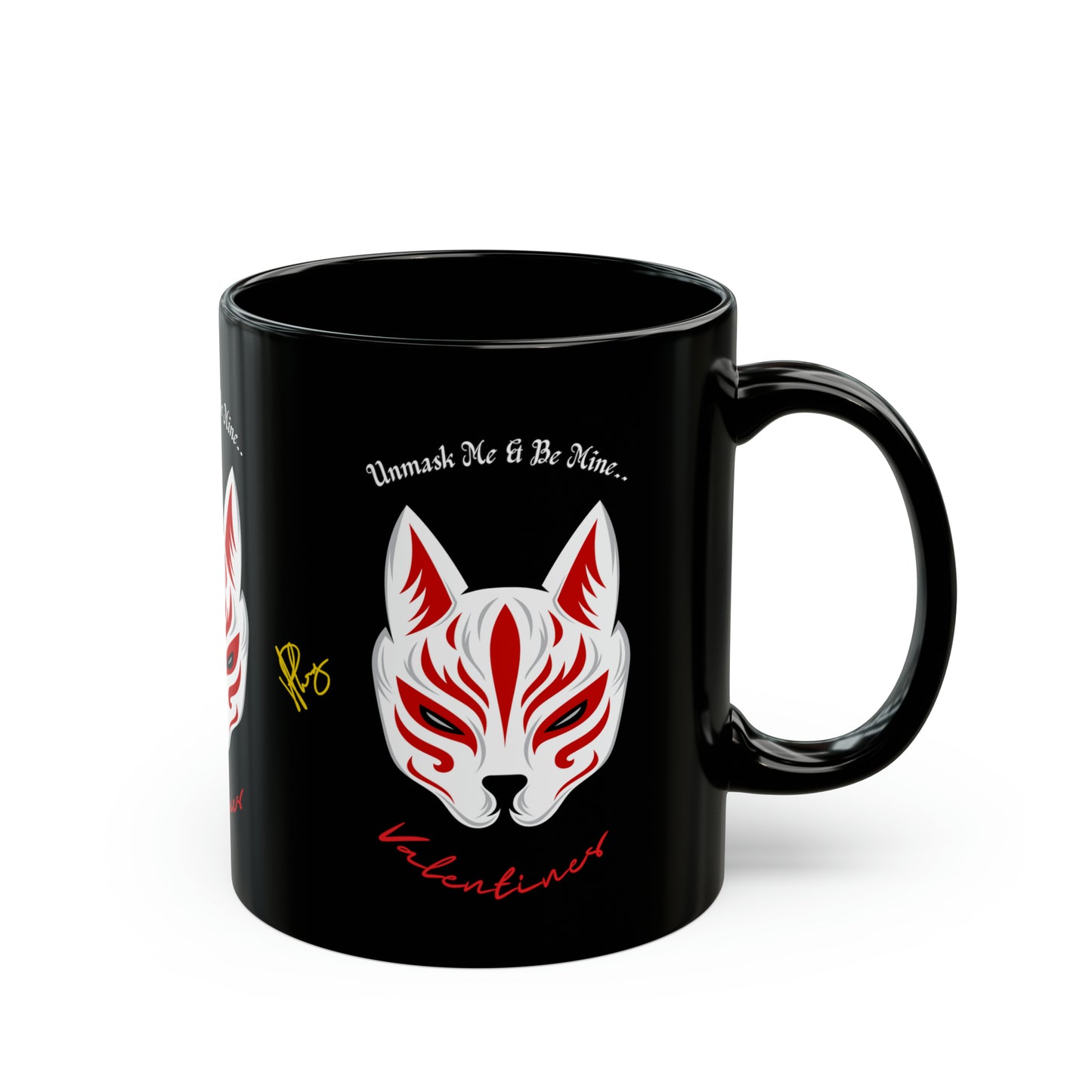 Black 'Valentine - Cat' Mug (11oz, 15oz)