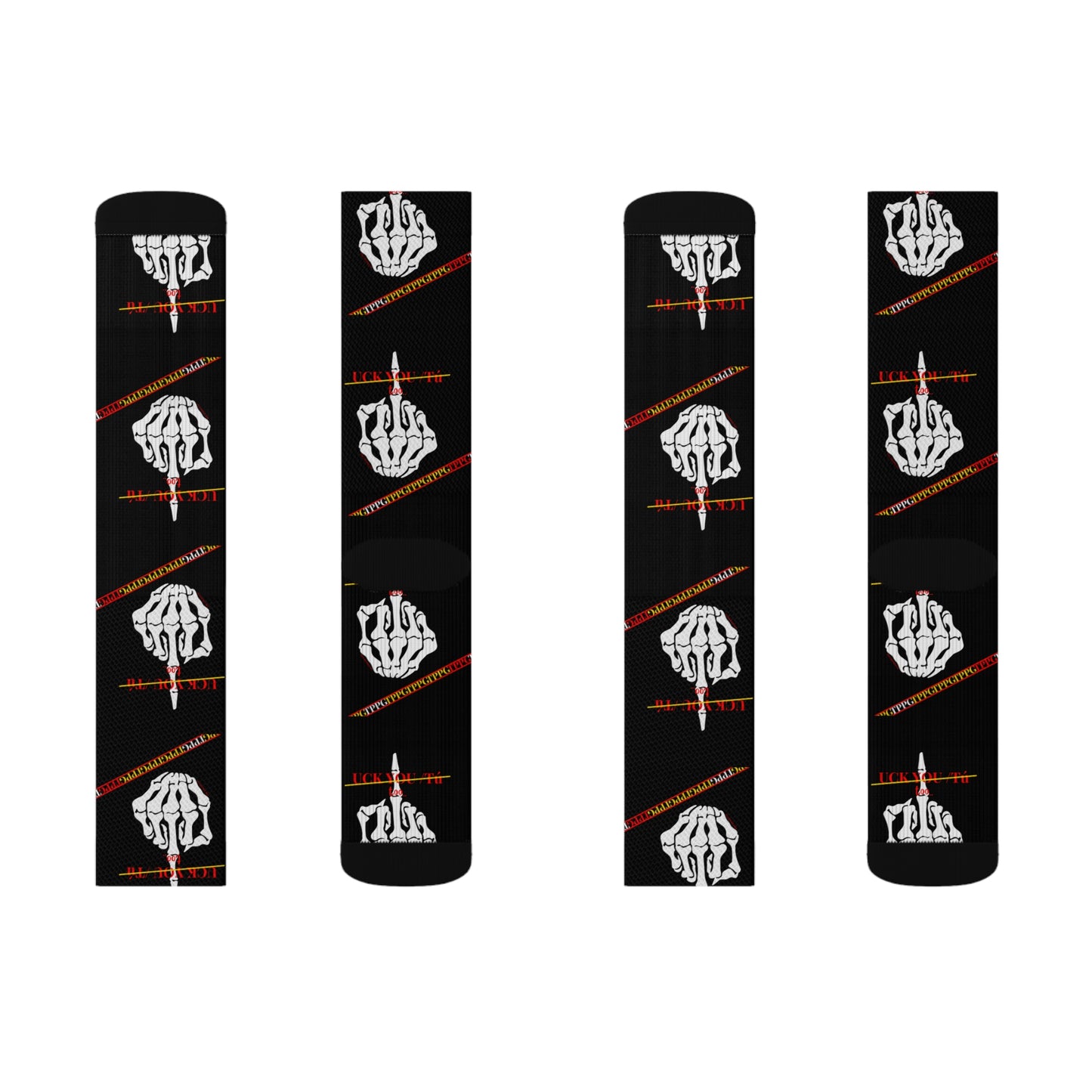 High Quality Cushioned 'TPPG Brand' Black Finger-Up "UCK YOU TÚ" Style Socks