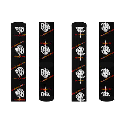 High Quality Cushioned 'TPPG Brand' Black Finger-Up "UCK YOU TÚ" Style Socks