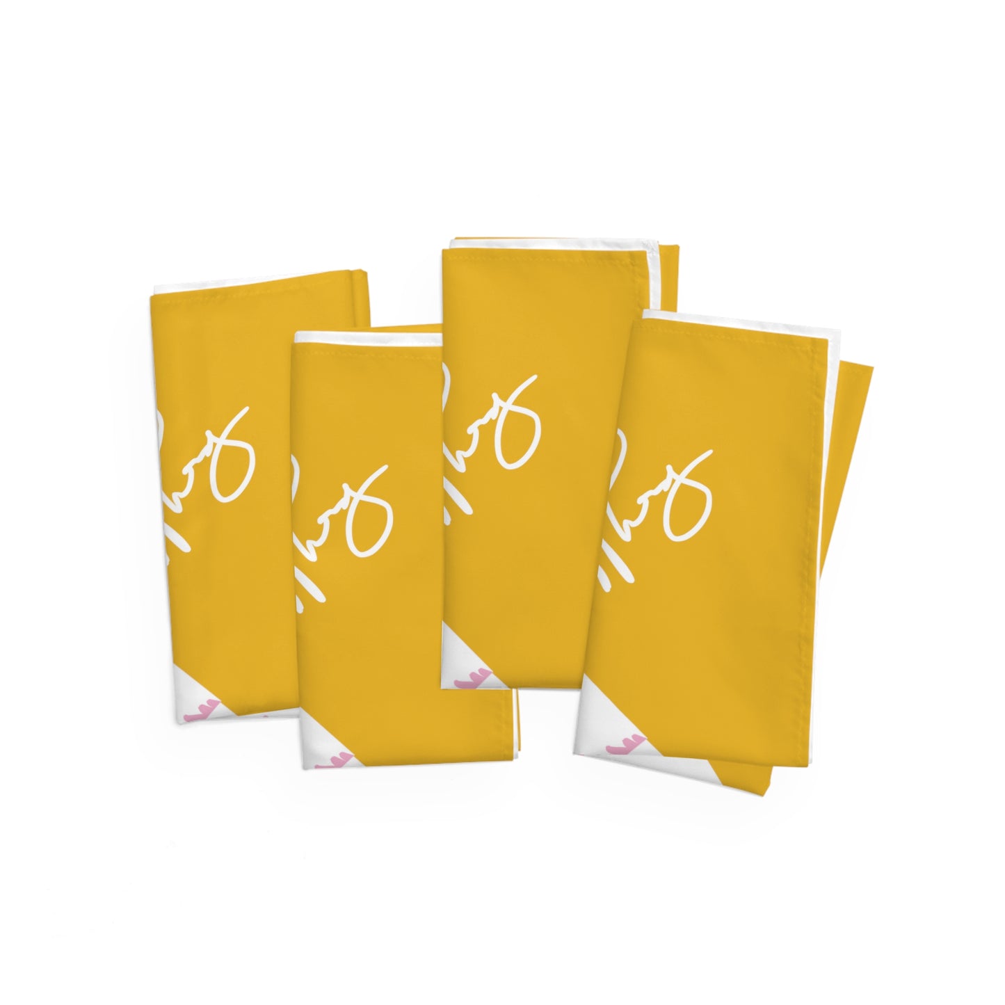 Christmas Holiday (Yellow Base-Signature) 4-piece 19"x19" Napkins Set - by the "TPPG-Apparels" Collections