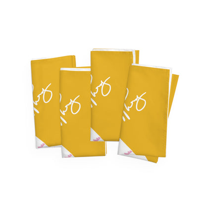 Christmas Holiday (Yellow Base-Signature) 4-piece 19"x19" Napkins Set - by the "TPPG-Apparels" Collections