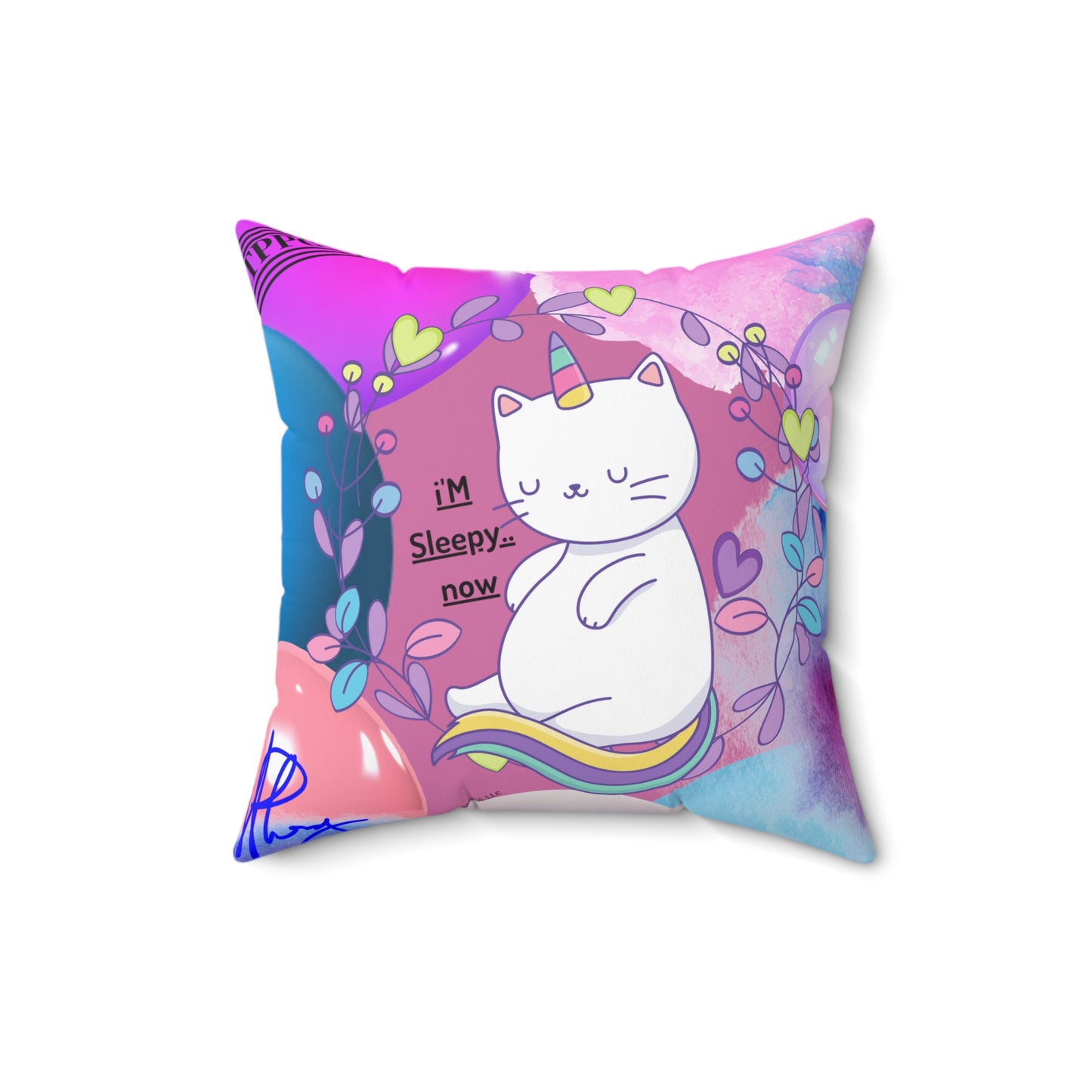 (Toddler/Kid) Spun Polyester Square Pillow (4 sizes-Lt. Pink Bgd) - By: "TPPG KIds Collection"