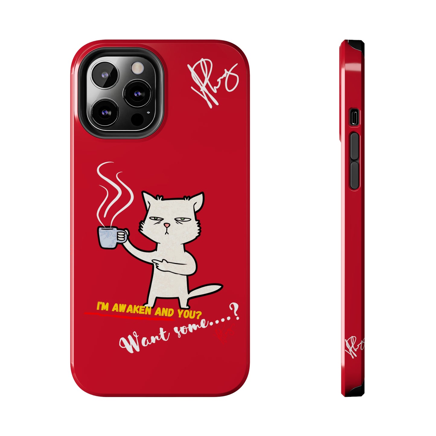 This Lovely Bold Red - Cutie "Coffee Cat" Pet Design Verision from the 'TPPG Collection' Line carries Several sizes of the "iPhone Series" Tough Phone Cases