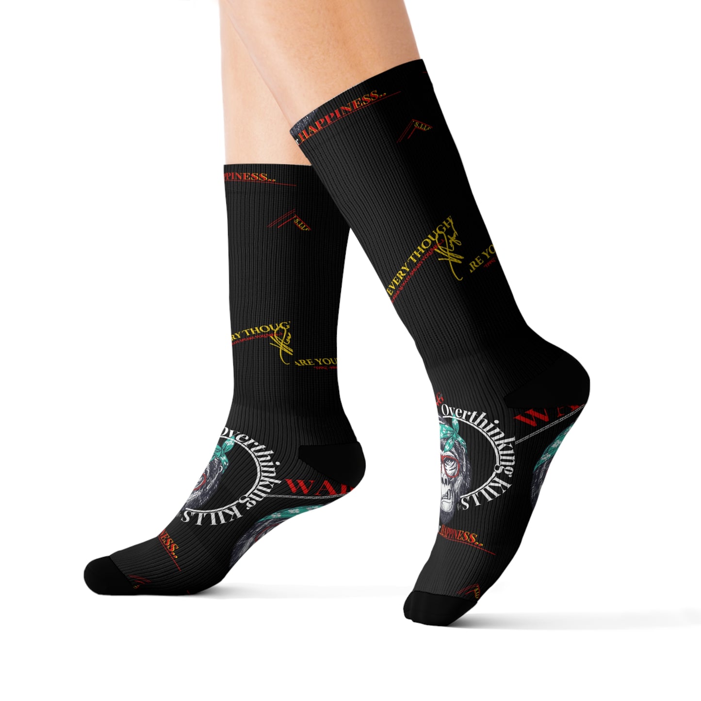 High Quality Designer Socks "Overthinking Kills Happiness"