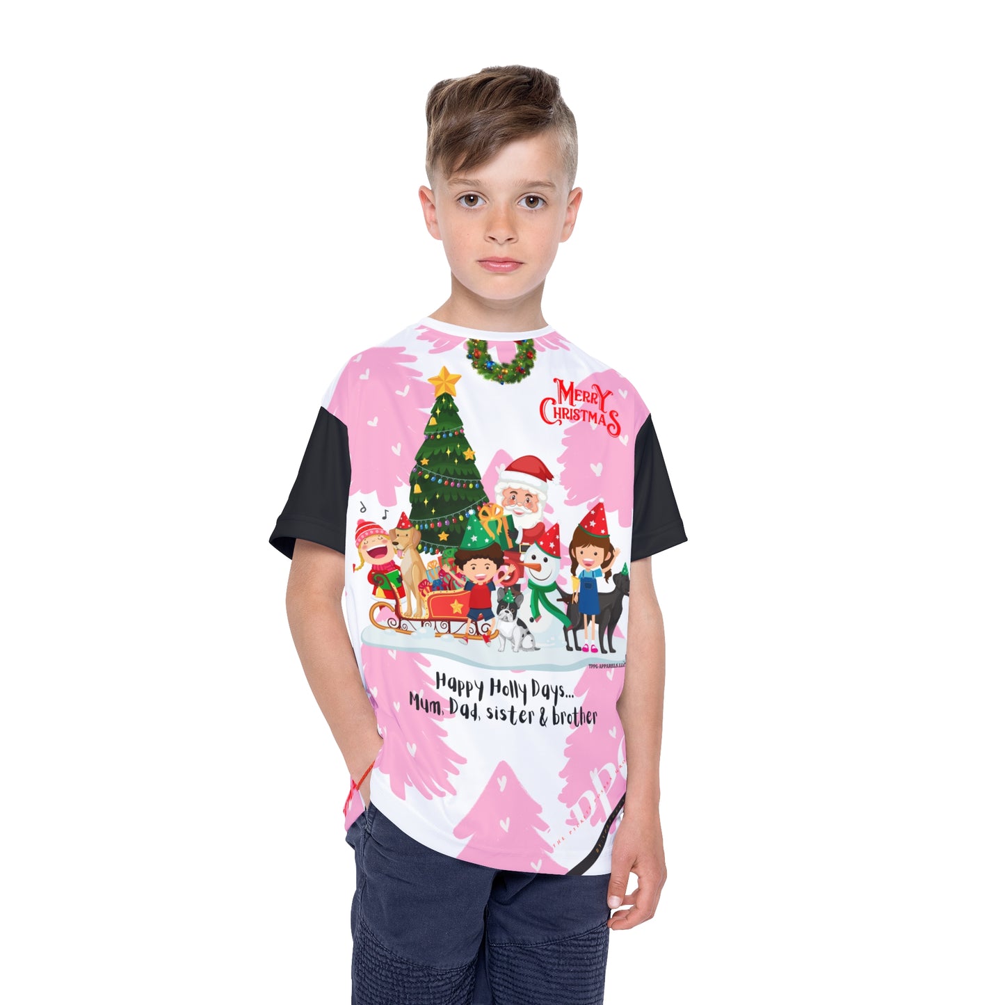 Kids (Black Base) 'Holiday/Christmas' Sports Jersey/Tee - By:"TPPG-Apparel" Juniors Collections