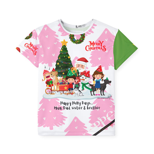 Kids (Lt. Green 'one sleeve' Base Color) 'Holiday/Christmas' Sports Jersey/Tee - By:"TPPG-Apparel" Juniors Collections