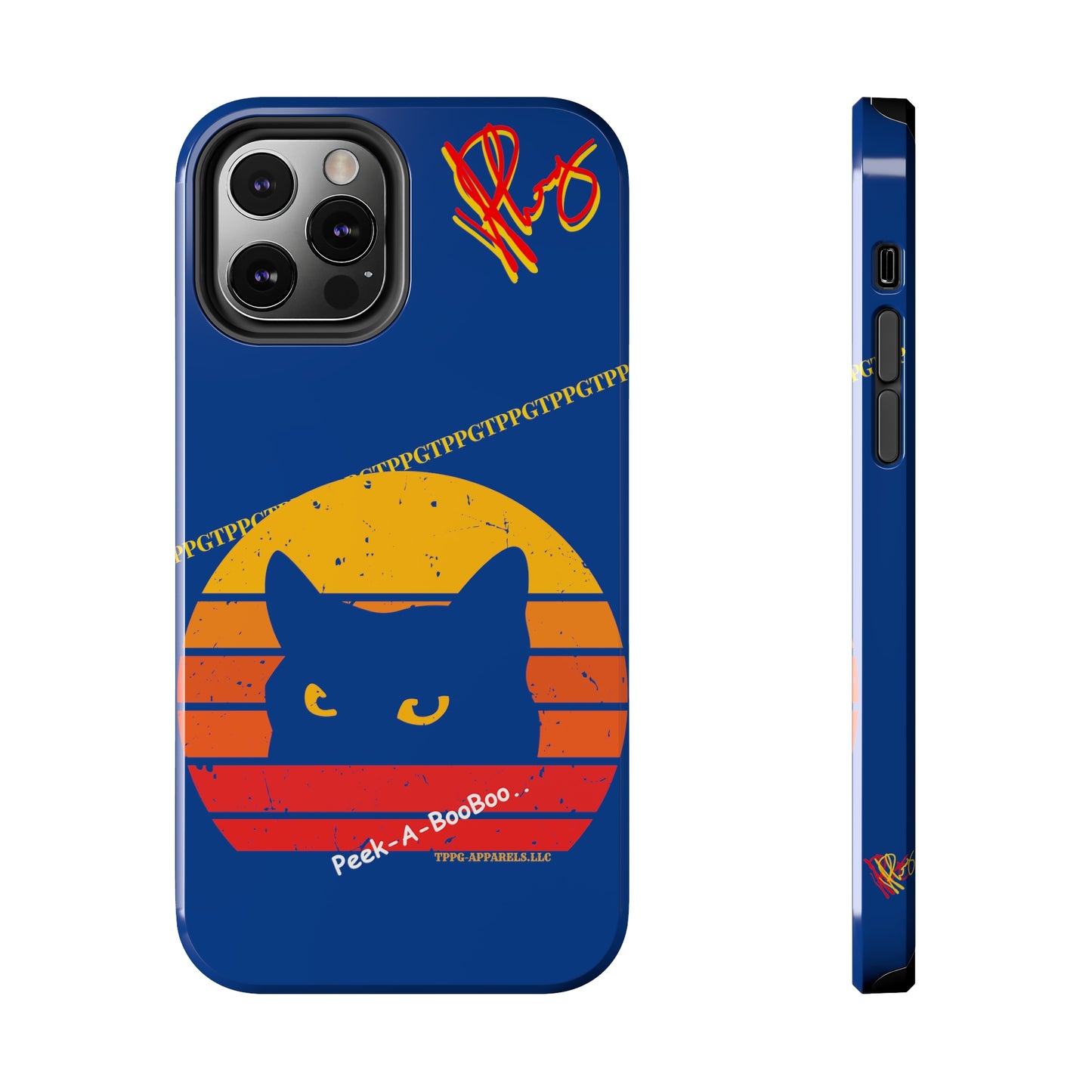 Custom Cat Design Phone Cases "Peek-A-BOOO.." (Black Multi-Colored)